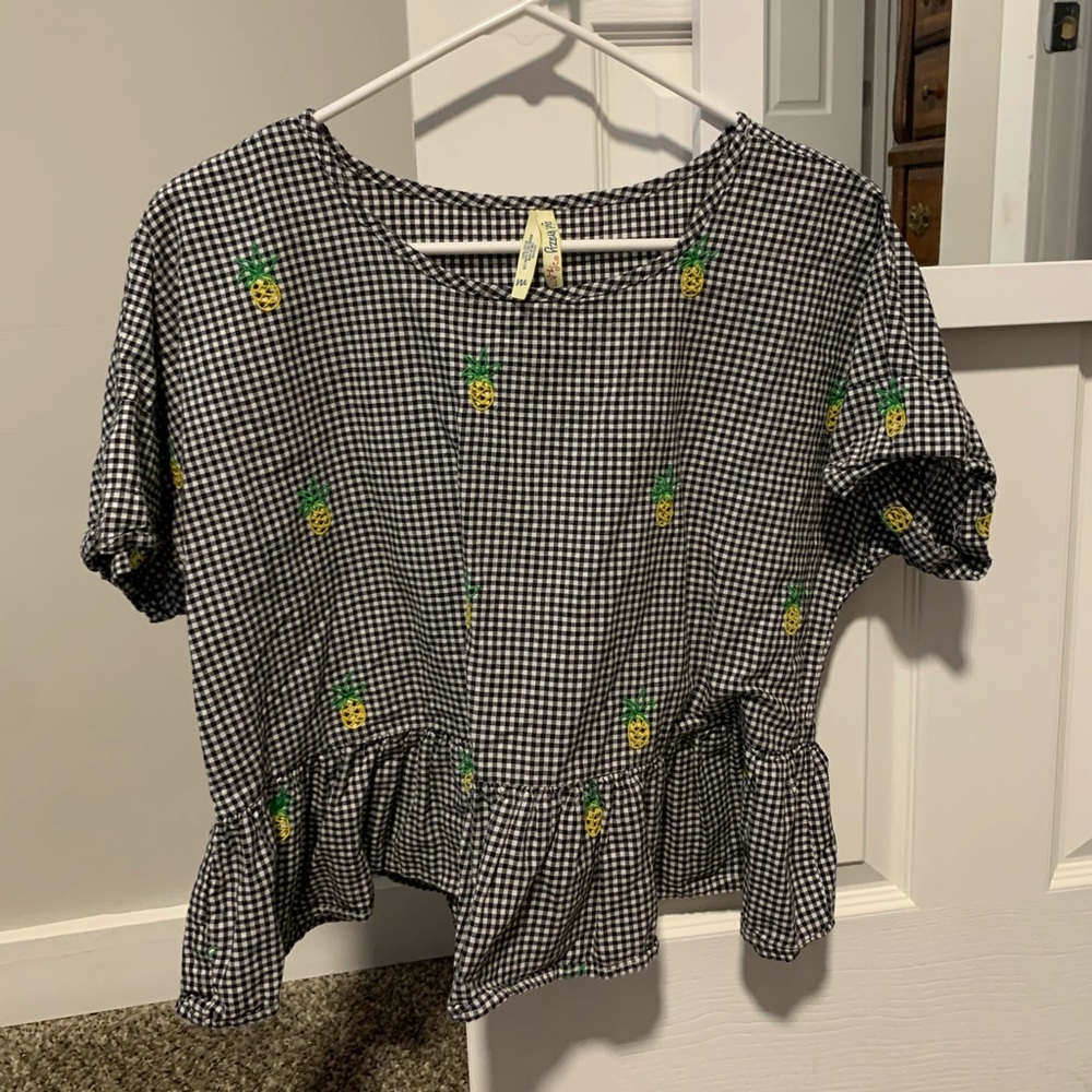 Girl Krazy gingham top with pineapple